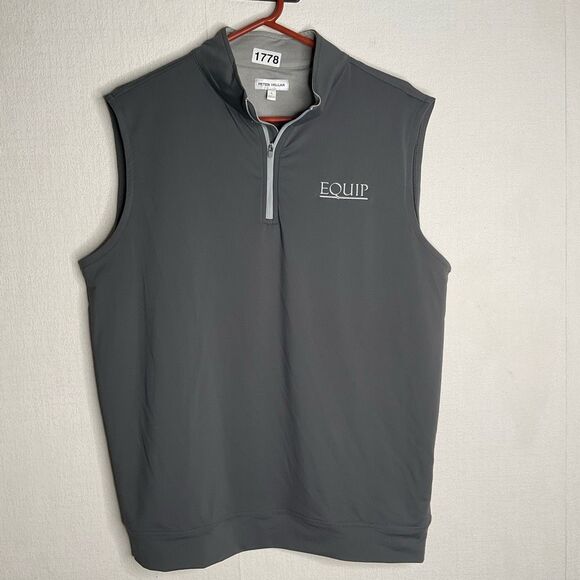 Peter Millar Large Golf Vest Mens Gray Polyester Spandex Blend Chest Embroidered - Picture 6 of 9